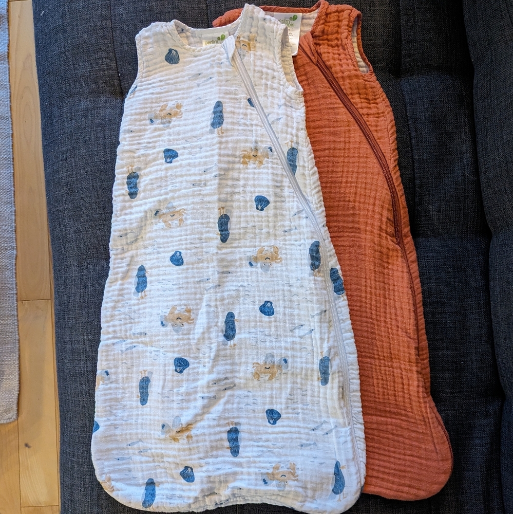 Set of 2 Perlimpinpin Muslin Sleep Bags 0-6 months